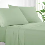 1 x Luxton Pure Plain Soft Sheet Set Sage Green (Single, King Single, Double, Queen, King)