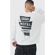 Mens White Boxy Homme Motel Back Print Sweatshirt