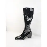 Saint Laurent Paris Vernice Softy Otto 70 Zipped High Boots in Nero BNWB 45