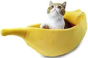 WNZQK Cute Banana Beds for Cat Pet Sofa Bed Cave Couch Shape Houseboat Cat Cage Accessories Toys Breathable Universal in All Seasons Small Animals Mat (XL 32.3 Inch, Yellow)