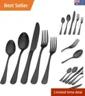 Sleek Matte Black Silverware Set, 20-Piece Stainless Steel Tableware for Home