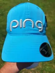 New Tags Ping Ladies Light Blue Vented 110 Flex Fit Tech Strapback Golf Hat Cap