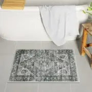 Boho Bathroom Rugs, Distressed Farmhouse Bath Mat, Comfy 18 x 26 inch Brown