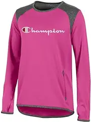 [Champion] Script Logo Women's (Wow Pink) Athletic Tech Crew Performance Fleece