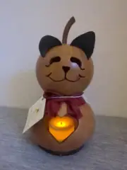 Meadowbrooke Gourds Cat Kitten Open For Tea light 7" New With Tag