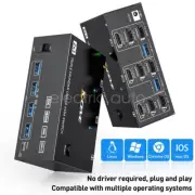 HDMI DisplayPort DP USB Dual Monitor KVM Switch Box 2X3 Share 3 Monitors