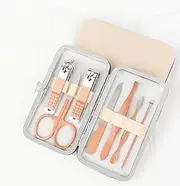 MOMOQ 7 in 1 Manicure set Pedicure Kit Nail Clippers Set Toenail& Thick Toenail& Fingernail File Stainless Steel Ingrown Nail Nipper Cutter for Men and Women Foot &Hand Nail Polish(Pink)