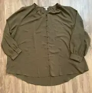 Nine West Tunic Top Blouse Size 4X Olive Green NWT Plus Women’s