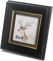 FRAMEWOLD Square Picture Frame 4x4 Black Photo Frame Square Frames Desktop Display Mount on the wall.Front Opening, 3.5 x 3.5 inch.Plastic Panel (not Glass), Plastic Packaging (not Carton).