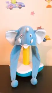 CHILD CHILDREN KID BOY GIRL BLUE PINK PLUSH FLUFFY ANIMAL ELEPHANT HAT BEANIE