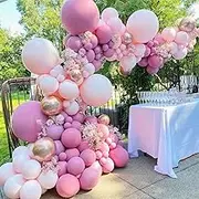 Hot Pink Balloon Garland Arch Kit, 121 PCS Hot Pink Metal Rose Gold and Pink Latex Balloons for Wedding Party Birthday Bridal Shower Decoration