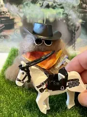1 Miniature Cool Cat Cousin It & His Trusty Horse Maxamus Primo Giddyup Lets Go!