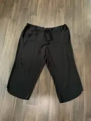 Eileen Fisher Plus Size Silk Black Drawstring Lightweight Crop Pants Size 3X