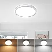 Flush Mount LED Ceiling Light Fixture, 18W 3CCT 3000K/4000K/6000K Selectable Ultra-Thin Modern Kitchen Recessed Ceiling Lamp, 9 Inch Closet Round Super Slim for Living Room, Dining Room