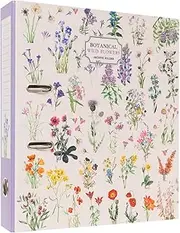 Kokonote Botanical Wild Flowers Lever Arch File | A4 File Folder | Large Documents Storage Files | 11 x 12.6 inches - 28 x 32 cm | A4 Ring Binder | 2 Ring Binder | Cute Stationery