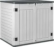 Devoko Resin Outdoor Storage Shed 34 Cu Ft Horizontal Outdoor Storage Cabinet Waterproof Patio Tools Storage Box for Sofa Cushion, Lawn Mower and Garbage Cans