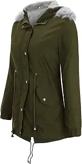 [WUANDIXFA] Jackets for Women Trendy Fall Warm Lined Jackets Long Sleeve Overcoat with Hood Lightweight, Green, XX-Large