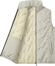 [Generic] Men's Lamb Wool Cold Resistant Vest Fleece Lined Warm Sleeveless Jacket Winter Outdoor Casual Outerwear