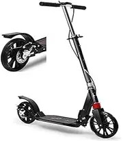 Adult Scooter Adult Kick Scooter with Big Wheels and Disc Handbrake Dual Suspension Folding Commuter Scooter for Heavy People - Supports 330lbs (Color : Black