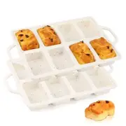 Silicone Mini Loaf Pans with Metal Reinforced Frame-2 Mini Loaf × 2 Pack Cream