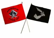 12x18 12"x18" Wholesale Combo Pirate Red Surrender Booty & Thomas Tew Stick Flag