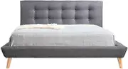 Queen Linen Fabric Deluxe Bed Frame and Headboard - 206cm x 175cm Grey
