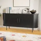 140cm Modern Sideboard Buffet Table Storage 2 Sliding Doors - Black/Natural
