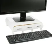 PC, Laptop, iMac Monitor Stand Desk Organizer, White
