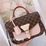 精品現貨 LV DAMIER EBENE 帆布 N4047 維納斯粉拼色 咖啡色棋盤格 風琴包 手提斜背兩用