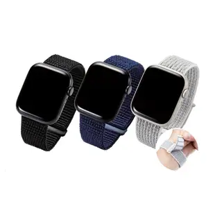 【日本ELECOM】 Apple Watch布面錶帶 黑/藍/白 休閒生活 多種搭配