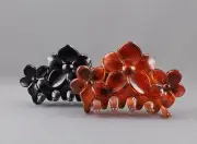 Brown Black 2 hair clips flower plastic barrette jaw claw clamp clip set pack