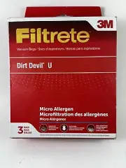Filtrete 3M Dirt Devil U 3 Bags Micro Allergen New