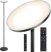 OUTON 30W/3000LM LED Floor Lamp, Super Bright Dimmable Standing Tall Lamp with 4 Color Temperatures, Remote & Touch Control, 1 Hour Timer Uplighter Floor Lamp for Living Room Bedroom Office, Black
