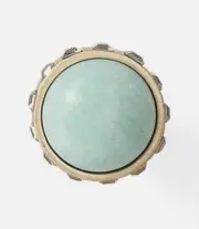 Lia Sophia "Pavilion" Blue Amazonite Stone Matte Gold Tone Statement Ring size 7