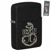 Zippo 49318 US Navy Anchor Replica Black Crackle Lighter + FLINT PACK