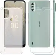 FZYM Case for Nokia C31 + 2 Pack Tempered Glass Screen Protector Protective Film,Slim Semi-Transparent Soft Gel TPU Silicone Protection Phone Case Cover for Nokia C31 (6.74")