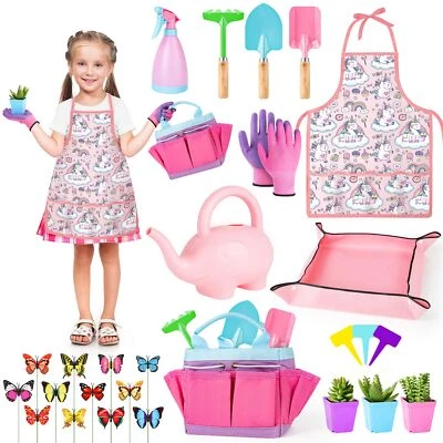 deAO Kids Gardening Tool Set Garden Tools for Toddler Include Safe Shovel Rak...