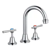 evekare Chrome 1/4 Turn Pin Lever Basin Set With Red/Blue Indicators WELS 4 Star 7.5L/min