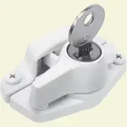 Window Sash Lock Keyed White 2 in Hole Centers Heavy Duty Zinc Sliding Frame