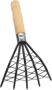 1Pc Stainless Steel Beach Digging Rake with Handle Durable Clam Rake Tool for Oyster Shell and for Coastal Adventures and Clamming