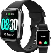[GRV] Smart Watch Men Women Call Bluetooth Sport Smartwatch Compatible with Samsung Huawei Xiaomi Android iOS Pedometer Watch Heart Rate Monitor Waterproof IP68 Notification Stopwatch Black