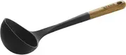STAUB Soup Ladle, Perfect for Serving Hot Soup, Portion Batter for Pancakes, and Sauce Pasta, Durable BPA-Free Matte Black Silicone, Acacia Wood Handles, Safe for Nonstick Cooking Surfaces