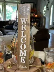 Rustic Wooden Welcome Winter Sign Winter Farmhouse Home Decor