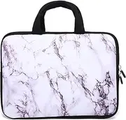 14 15 15.4 15.6 inch Laptop Handle Bag Computer Protect Case Pouch Holder Notebook Sleeve Neoprene Cover Soft Carrying Travel Case for Dell Lenovo Toshiba HP Chromebook ASUS Acer (White Marble)