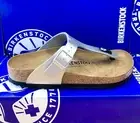 Birkenstock WOMEN Gizeh Silver Birko-Flor 43851 Regular Fit Made in Germany