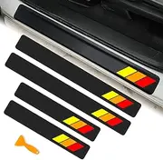 MOCHENT Tricolor Door Sill Protectors for Toyota Tacoma TRD 4Runner Tundra Rav4 Highlander Accessories, Carbon Fiber Front/Rear Door Sill Plate Guard, Retro Stripe Door Entry Guard Stickers(4 Pcs)
