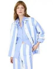 [LMND] Amaya Soft Cotton Shacket in Stripes