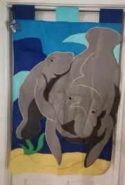 NWT Cuddle Manatee /SAVE THE MANATEE nylon Applique FLAG 28"x44" Beach Coastal
