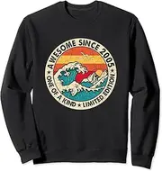 [X.Style] 18 Year Old Vintage Awesome Since 2005 18th Birthday Retro Sweatshirt ds188 Sweater (S) Black