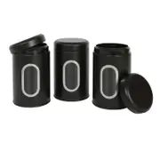 Harbour Housewares Stainless Steel Windowed Food Storage Container Airtight Tea Coffee Sugar Canister Kitchen Caddy - Set of 3